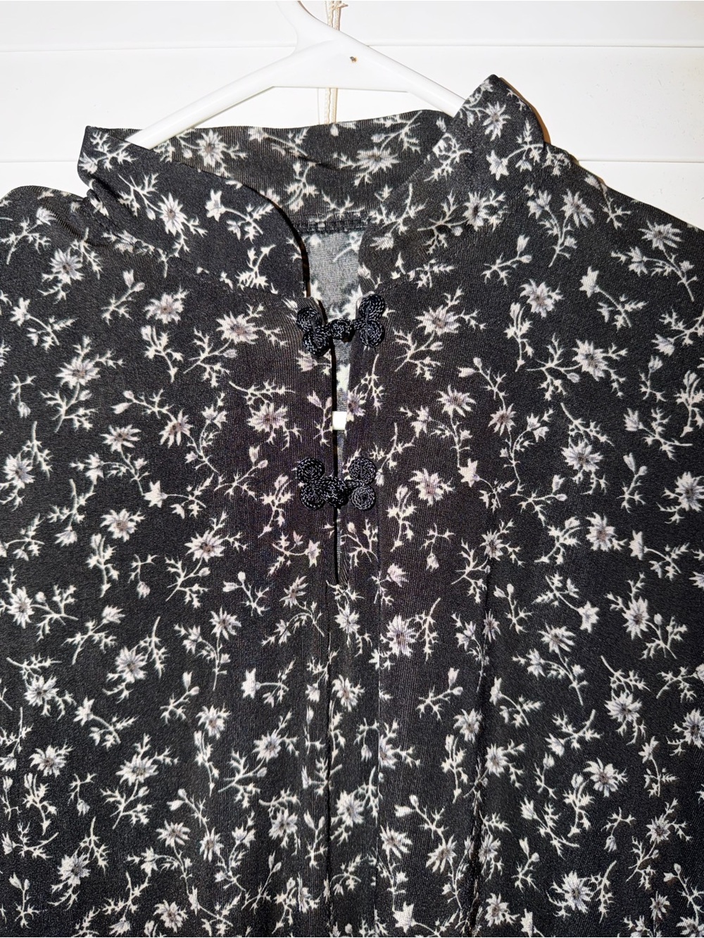 Vintage Mandarin Collar Floral Maxi Dress Y2K Grunge Cottagecore Frog Closures